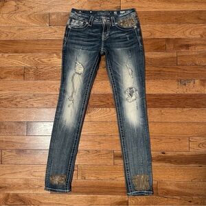 Miss Me Gold Embellished Skinny Style NO:JE8039CKR Size 28